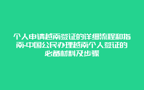 个人申请越南签证的详细流程和指南-中国公民办理越南个人签证的必备材料及步骤