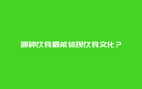 哪种饮食最能体现饮食文化？