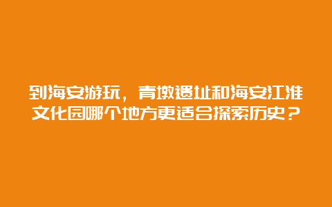 到海安游玩，青墩遗址和海安江淮文化园哪个地方更适合探索历史？