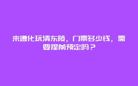 来遵化玩清东陵，门票多少钱，需要提前预定吗？