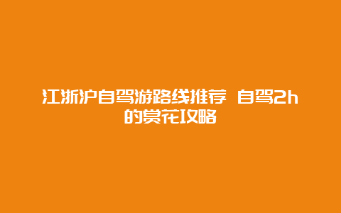 江浙沪自驾游路线推荐 自驾2h的赏花攻略