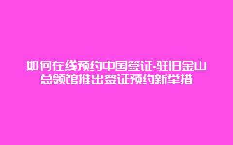 如何在线预约中国签证-驻旧金山总领馆推出签证预约新举措