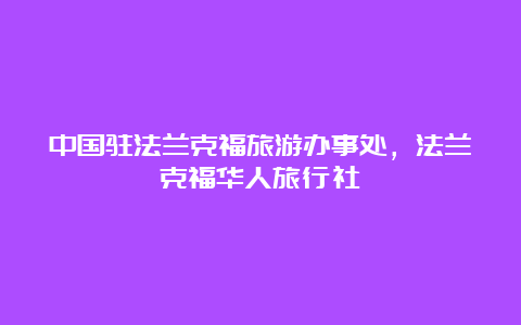 中国驻法兰克福旅游办事处，法兰克福华人旅行社