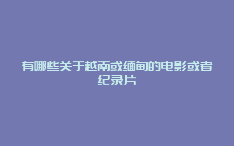 有哪些关于越南或缅甸的电影或者纪录片