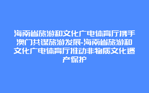 海南省旅游和文化广电体育厅携手澳门共谋旅游发展-海南省旅游和文化广电体育厅推动非物质文化遗产保护