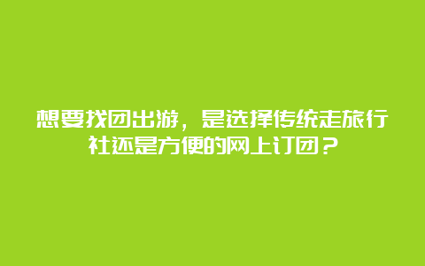 想要找团出游，是选择传统走旅行社还是方便的网上订团？