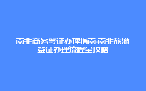 南非商务签证办理指南-南非旅游签证办理流程全攻略