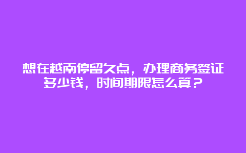 想在越南停留久点，办理商务签证多少钱，时间期限怎么算？