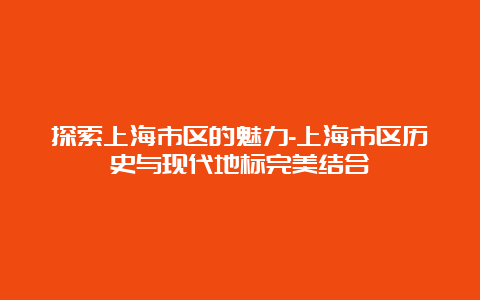 探索上海市区的魅力-上海市区历史与现代地标完美结合