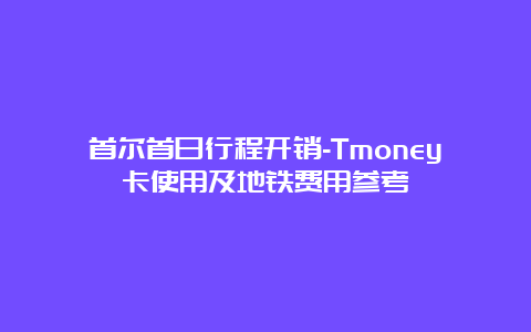 首尔首日行程开销-Tmoney卡使用及地铁费用参考