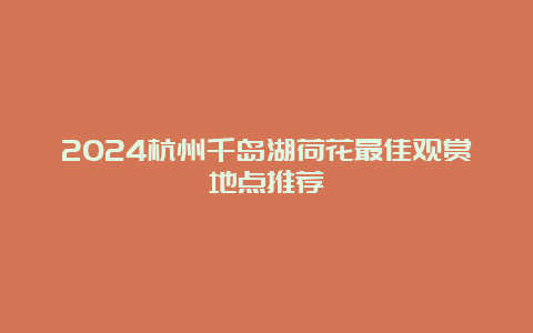 2024杭州千岛湖荷花最佳观赏地点推荐