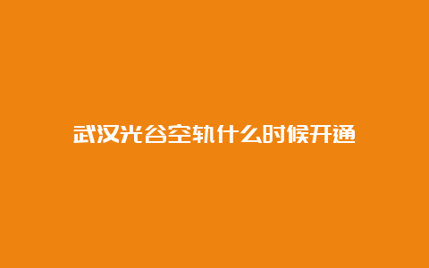 武汉光谷空轨什么时候开通