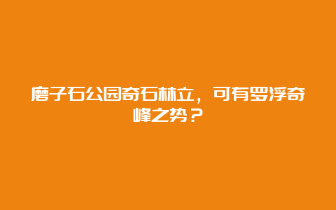 磨子石公园奇石林立，可有罗浮奇峰之势？