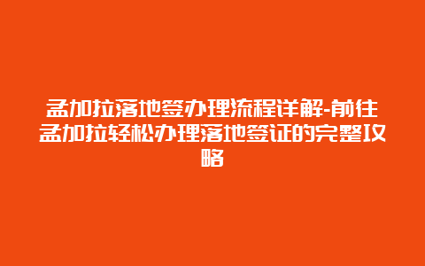 孟加拉落地签办理流程详解-前往孟加拉轻松办理落地签证的完整攻略