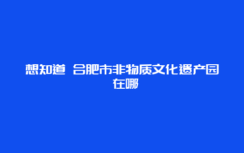 想知道 合肥市非物质文化遗产园 在哪