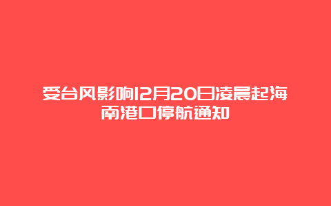 受台风影响12月20日凌晨起海南港口停航通知