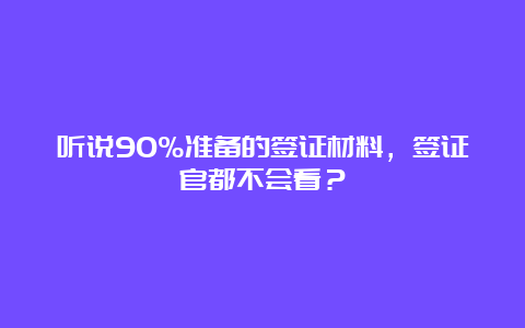 听说90%准备的签证材料，签证官都不会看？