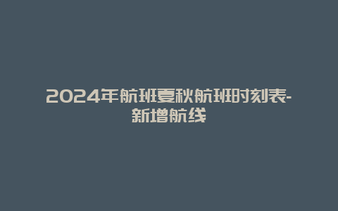 2024年航班夏秋航班时刻表-新增航线