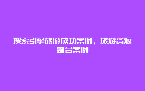 搜索引擎旅游成功案例，旅游资源整合案例