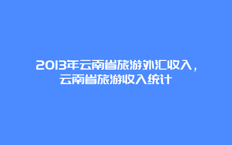 2013年云南省旅游外汇收入，云南省旅游收入统计