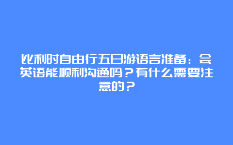 比利时自由行五日游语言准备：会英语能顺利沟通吗？有什么需要注意的？