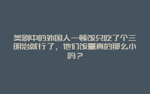 美剧中的外国人一顿饭只吃了个三明治就行了，他们饭量真的那么小吗？