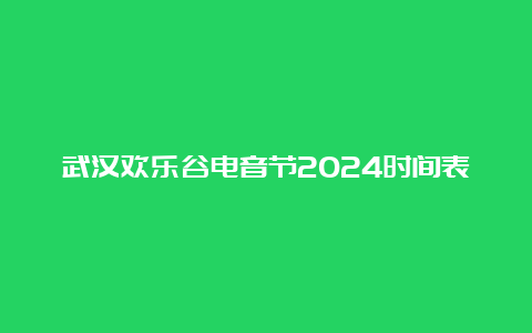 武汉欢乐谷电音节2024时间表