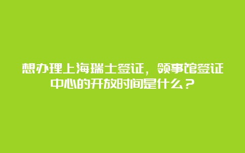 想办理上海瑞士签证，领事馆签证中心的开放时间是什么？