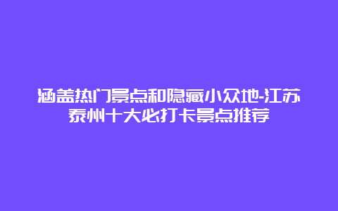 涵盖热门景点和隐藏小众地-江苏泰州十大必打卡景点推荐