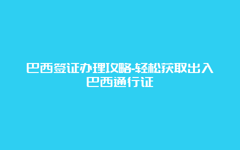 巴西签证办理攻略-轻松获取出入巴西通行证