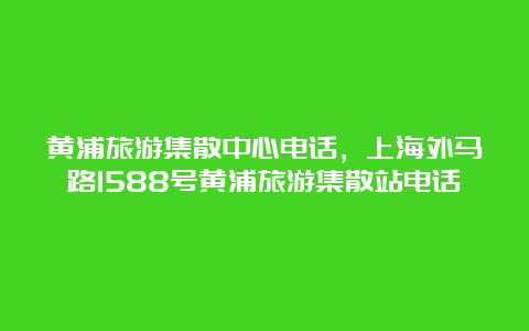 黄浦旅游集散中心电话，上海外马路1588号黄浦旅游集散站电话