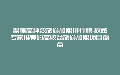 揭秘高坪效旅游加盟排行榜-权威专家推荐的高收益旅游加盟项目盘点