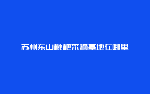 苏州东山枇杷采摘基地在哪里