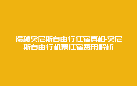 揭秘突尼斯自由行住宿真相-突尼斯自由行机票住宿费用解析