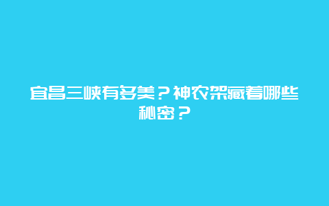 宜昌三峡有多美？神农架藏着哪些秘密？