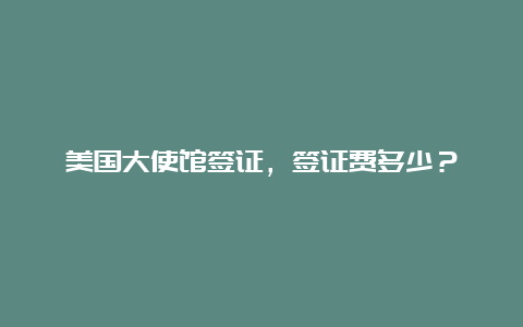 美国大使馆签证，签证费多少？