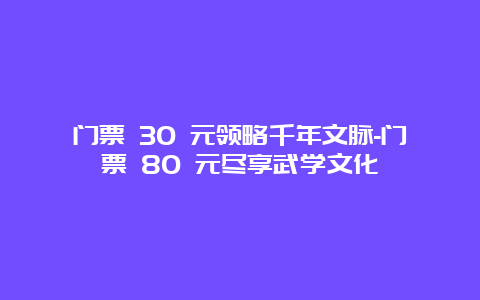 门票 30 元领略千年文脉-门票 80 元尽享武学文化