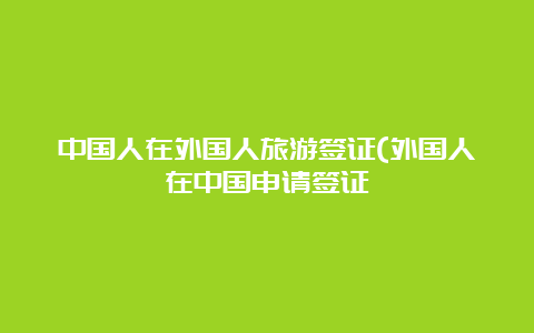 中国人在外国人旅游签证(外国人在中国申请签证