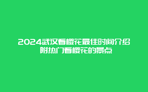 2024武汉看樱花最佳时间介绍 附热门看樱花的景点