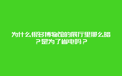 为什么很多博物馆的展厅里那么暗？是为了省电吗？