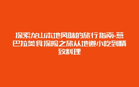 探索龙山本地风味的旅行指南-惹巴拉美食探险之旅从地道小吃到精致料理