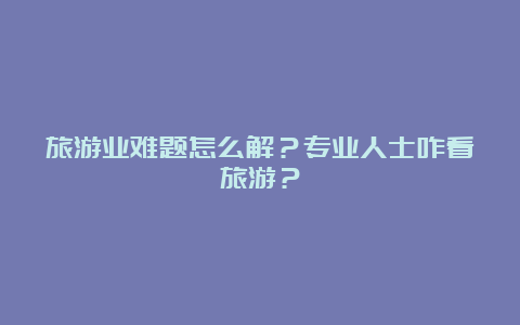 旅游业难题怎么解？专业人士咋看旅游？