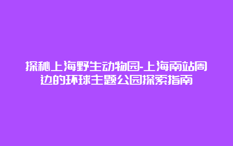 探秘上海野生动物园-上海南站周边的环球主题公园探索指南