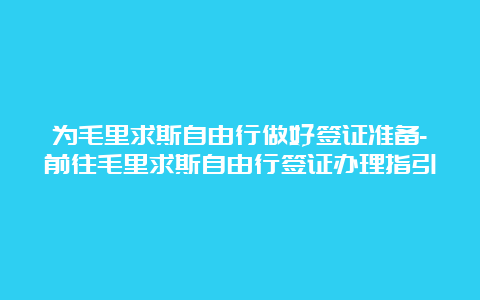 为毛里求斯自由行做好签证准备-前往毛里求斯自由行签证办理指引