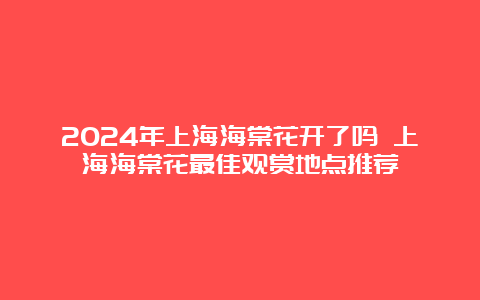 2024年上海海棠花开了吗 上海海棠花最佳观赏地点推荐