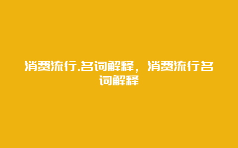 消费流行.名词解释，消费流行名词解释