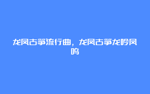 龙凤古筝流行曲，龙凤古筝龙吟凤鸣