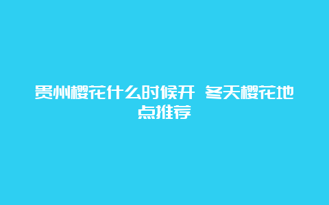 贵州樱花什么时候开 冬天樱花地点推荐