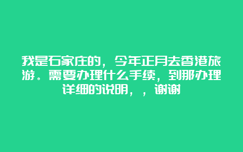 我是石家庄的，今年正月去香港旅游。需要办理什么手续，到那办理详细的说明，，谢谢