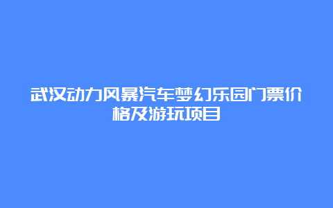 武汉动力风暴汽车梦幻乐园门票价格及游玩项目